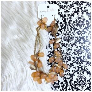 NWT Charming Charlie layered statement necklace & matching teardrop earrings set